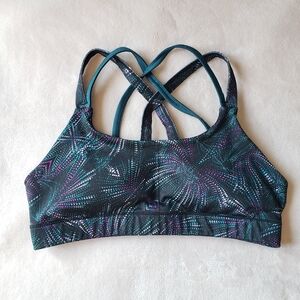 C9 Champion Black Multicolor Firework Dot Pattern Strappy Back Sports Bra